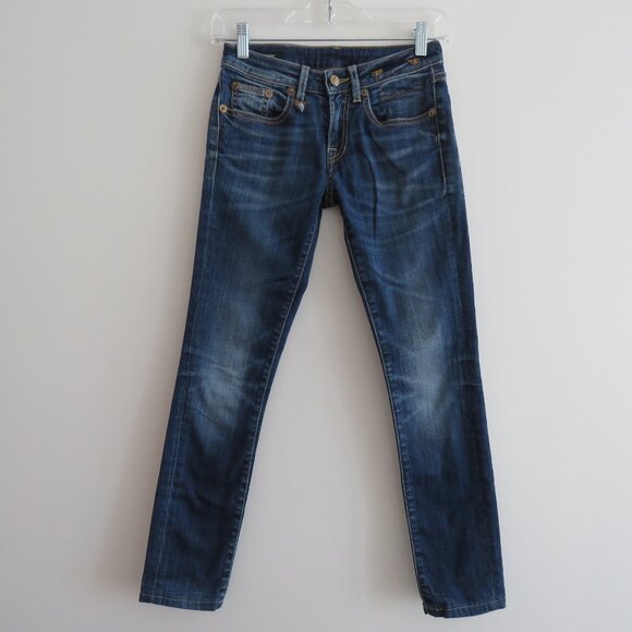 R13 Kate Skinny Jeans in Bankrobber Blue Wash - Size 24 - Picture 2 of 16